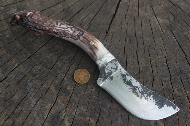 Alaska Knife, Eskimo Knife, Antler Handle Knife, Collector Knife, Custom Hunting Knife, Lucas Forge Lucas Bullington, Custom Knife