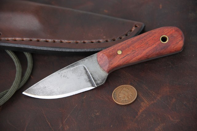 Neck Knife, Custom Hunting Knife, Lucas Forge, Knife, Bubinga Wood