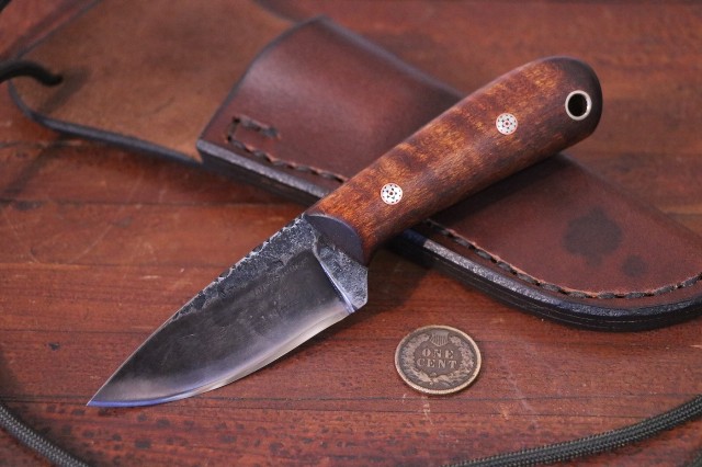 Neck Knife, Hunting Knives, Small Custom Knife, Lucas Forge, Hand Forged Knives, Hammer Forged Knife