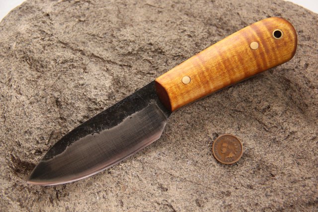 Forged Knife, Forged Belt Knife, Custom Hunting Knives, Curly Maple