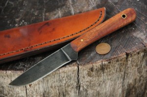 Koa Wood, Belt Knife, Custom Hunting Knife, Lucas Forge, Lucas, Backwoodsman Knife