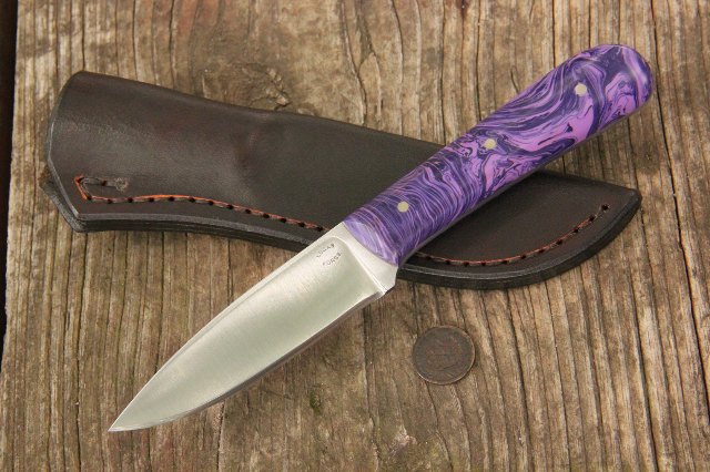 Knife with Stone Handle, Lucas Forge Knives, Lucas Knives, Purple Knife, Custom Knife, Custom Hunting Knife