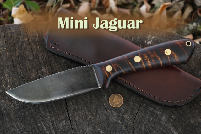 Mini Jaguar Knife, Custom Hunting Knife, Camp Knife, Lucas Forge, Hand Forged Knives, High Carbon Steel Knives