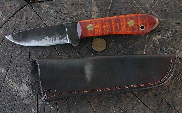 Custom Knife, Curly Maple Handle, Custom Hunting Knife, Lucas Forge, Packer Knife, Lucas Forge Handmade Knives, Lucas Knives