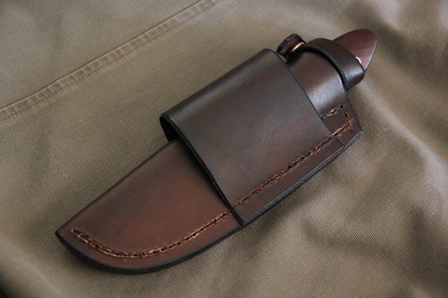 Horizontal Sheath, Custom Sheath, Custom Leatherwork, Lucas Forge