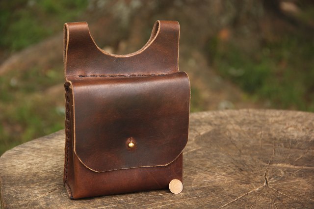 Leather Bag, Handmade Leather Bag, Leather Belt Bag, Reenactor's Bag, Custom Leather