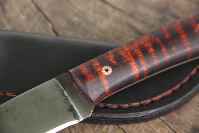 Custom Knives, Curly Maple Handle, Lucas Forge
