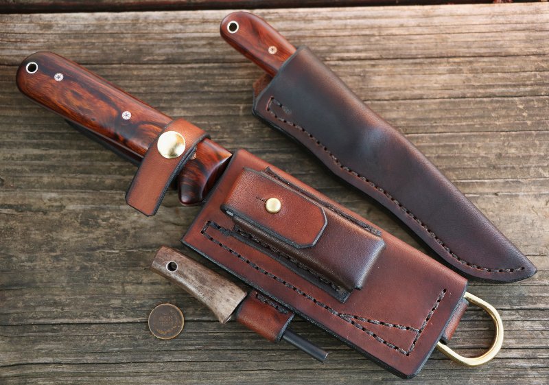 Custom Knives, Custom Leather Knife Sheath, Lucas Forge, Hunting Knives, Custom Knife Set