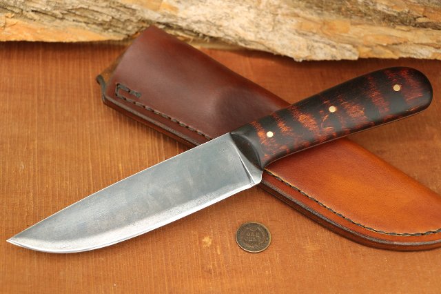 Curly Maple, Trade Knife, Historic Knife, Lucas Forge Knives, Custom Hunting Knives, Belt Knives