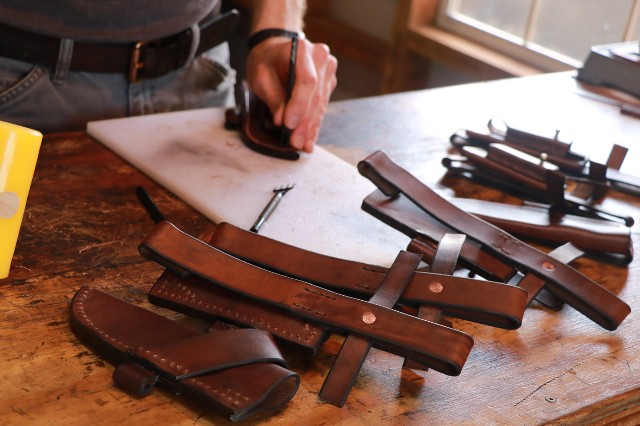 Custom Hunting Knives, Lucas Forge, Leather Sheaths