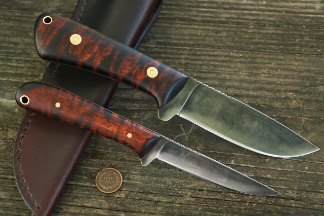 Custom Knife Set, Curly Maple, Lucas Forge, Custom Hunting Knives