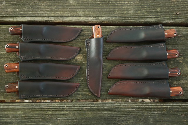 Custom Knife Collection, Nine Point, Nine Point Knives, Lucas Forge, Leather Knife Sheaths, Made in the USA