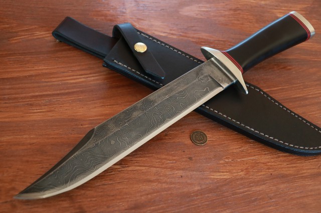 Damascus Knife, Lucas Forge, Custom Damascus Knife, Hunting Knife