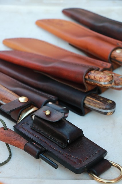 Custom Leather Knife Sheath, Handmade Leather Knife Sheath, Lucas Forge, Custom Hunting Knives