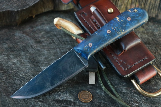 Lucas Forge, Powder River, Hunting Knife, Trade Knife, Custom Leather Knife Sheath