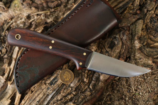 Belt Knife, Mini Hunting Knife, Lucas Forge, Small Custom Knives, Small Camping Knife, Ironwood Knife