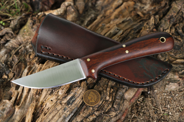 Belt Knife, Mini Hunting Knife, Lucas Forge, Small Custom Knives, Small Camping Knife, Ironwood Knife