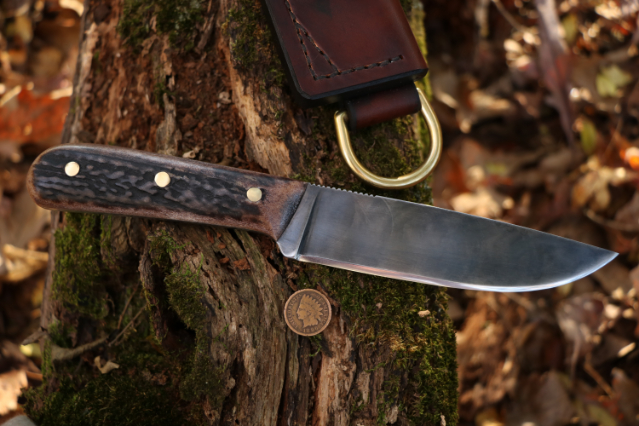 Powder River, Trade Knife, Custom Trade Knife, Classic Hunting Knife, Lucas Forge, Camping Knife, Trekker Knife Sheath, Trail Knife