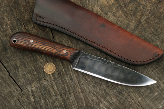 Powder River, Trade Knife, Mountain Man Knife, Lucas Forge, Custom Hunting Knife, Aged Oak, Hunting Knife, Camping Knife