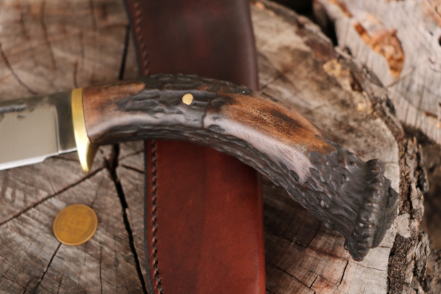 Hunter Gifts, Custom Hunting Knife, Custom Made Hunting Knife, Lucas Forge, Antler Handled Knife