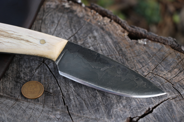 Damascus Belt Knife, Custom Hunting Knives, Lucas Forge, Hunting Knife, USA Made Damascus Knives