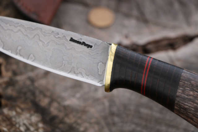 Northwoods Knife, Lucas Forge, Hunting Knife, Handmade Damascus Knife, USA Damascus Knives