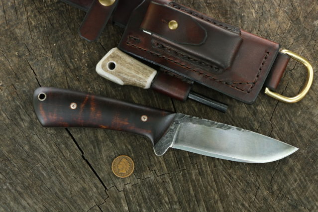 Elk River Hunter, Hunting Knife, Trekker Sheath, Lucas Forge, Custom Hunting Knives