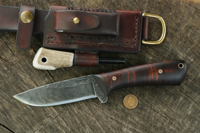 Elk River Hunter, Hunting Knife, Trekker Sheath, Lucas Forge, Custom Hunting Knives