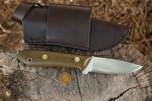 Packer, Hunting Knife, Deer Hunting Knife, Lucas Forge, Custom Hunting Knife, Custom Pack Knife, Horizontal Leather Knife Sheath