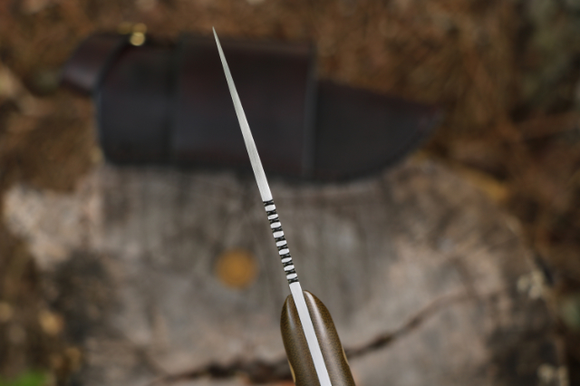 Packer, Hunting Knife, Deer Hunting Knife, Lucas Forge, Custom Hunting Knife, Custom Pack Knife, Horizontal Leather Knife Sheath