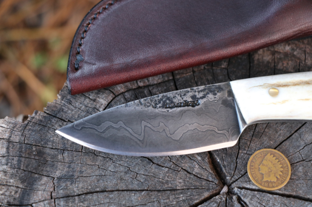 Damascus Blade Knife, Lucas Forge Damascus, Custom Hunting Knives, Lucas Knives, Small Hunting Knife, High Carbon Knives