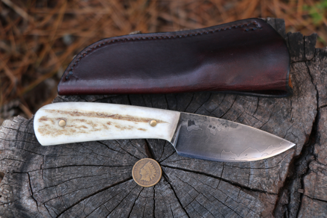 Damascus Blade Knife, Lucas Forge Damascus, Custom Hunting Knives, Lucas Knives, Small Hunting Knife, High Carbon Knives
