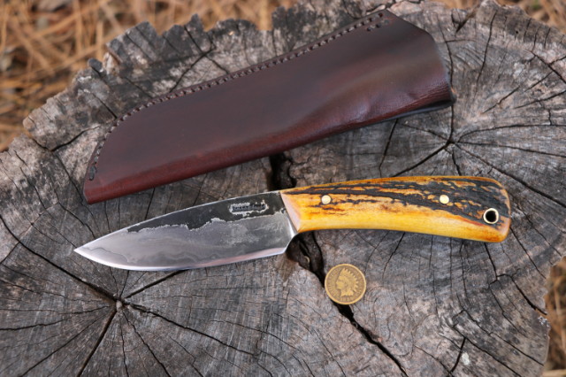 Drop Point Belt Knife, Belt Knife, Custom Hunting Knives, Lucas Forge, Hunting Knife